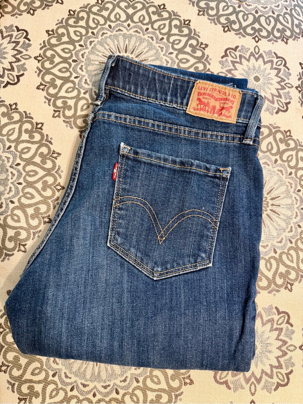 Levi's 525 Perfect Waist Straight Leg Jeans Blue Denim Size 8